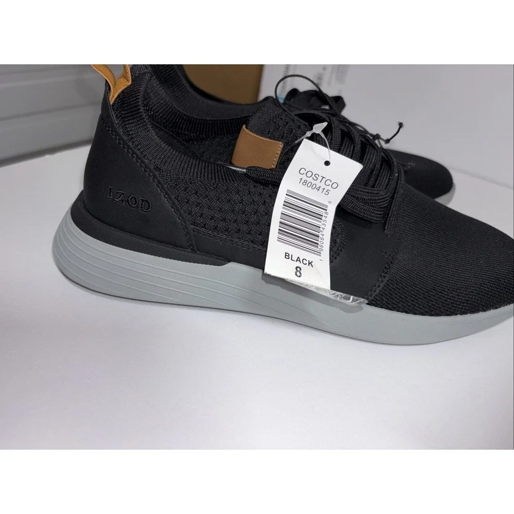 IZOD Men's Bannister Lace Up Memory Foam Slip On Sneaker Black - Size US 8 NEW